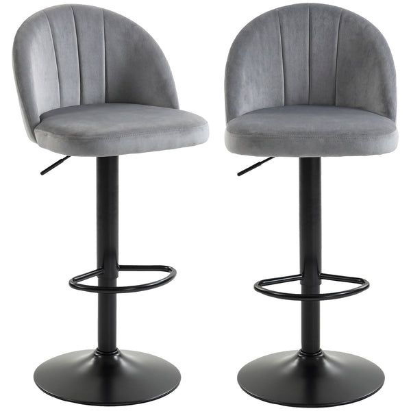 Ensemble de 2 tabourets de bar pivotants avec repose-pieds, gris