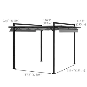 Pergola rétractable 10' x 10', abri de jardin, pour barbecue, patio, terrasse, gris foncé