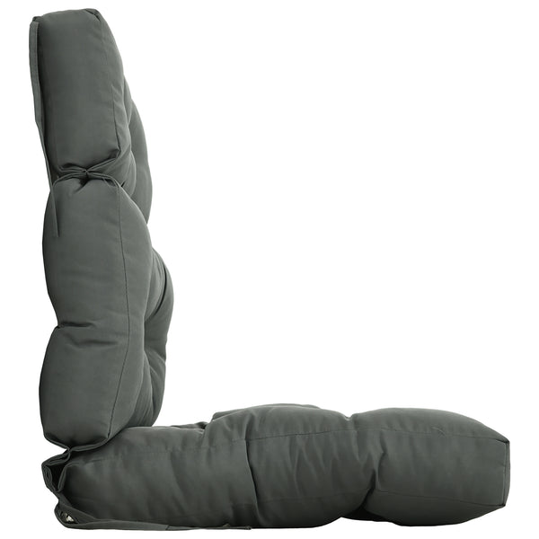 Coussin de remplacement pour chaise de patio d'extérieur, coussin touffeté avec rembourrage épais et attaches en corde, gris foncé