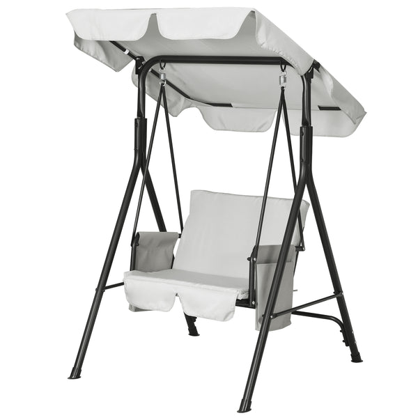 1-Seat Outdoor Porch Swing Patio Swing with Adjustable Canopy, Removable Seat and Back Cushion for Garden, Poolside