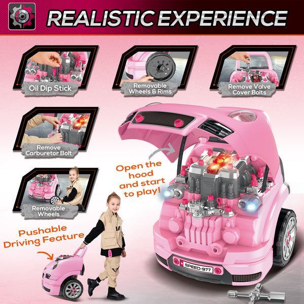 Ensemble de jeu de service automobile, rose