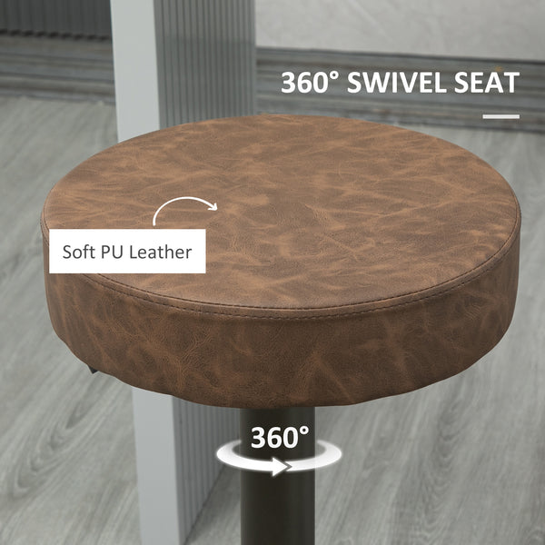Set of 2 modern bar stools in faux leather, brown