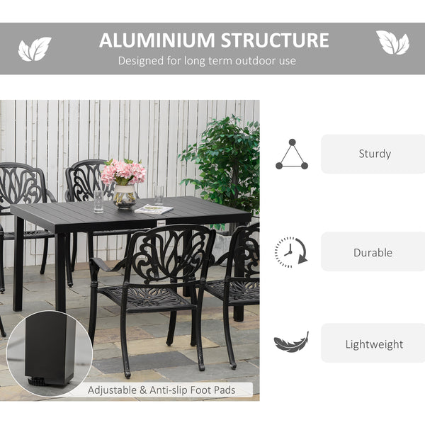 Table de jardin rectangulaire en aluminium, noire