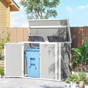 Abri de jardin pour poubelle avec couvercle à chaîne, gris clair