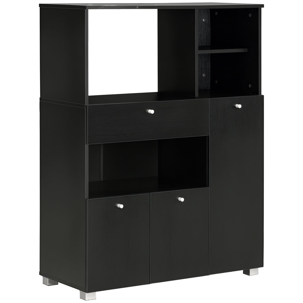 Armoire de cuisine avec support pour four à micro-onde, noir