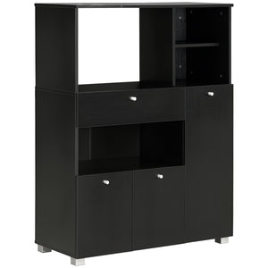 Armoire de cuisine avec support pour four à micro-onde, noir