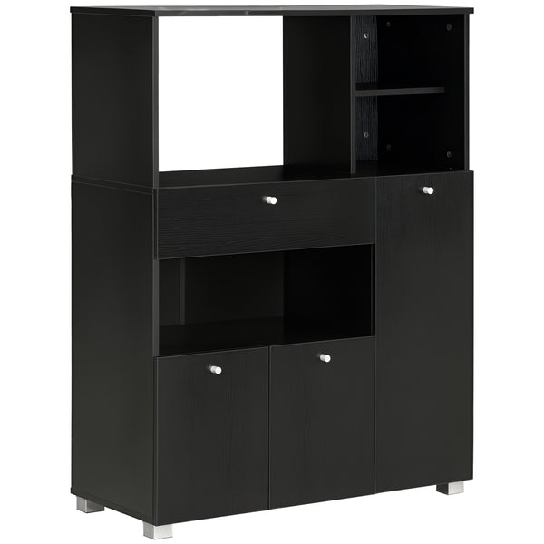 Armoire de cuisine avec support pour four à micro-onde, noir