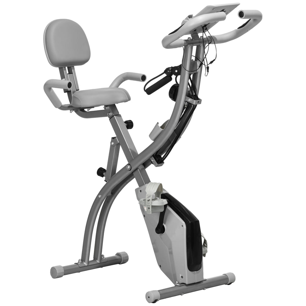 Vélo pliable 3 en 1 avec résistance magnétique à 8 niveaux, siège réglable, gris