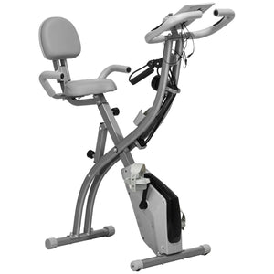3-in-1 Folding Bike with 8-Level Magnetic Resistance, Adjustable Seat, Grey