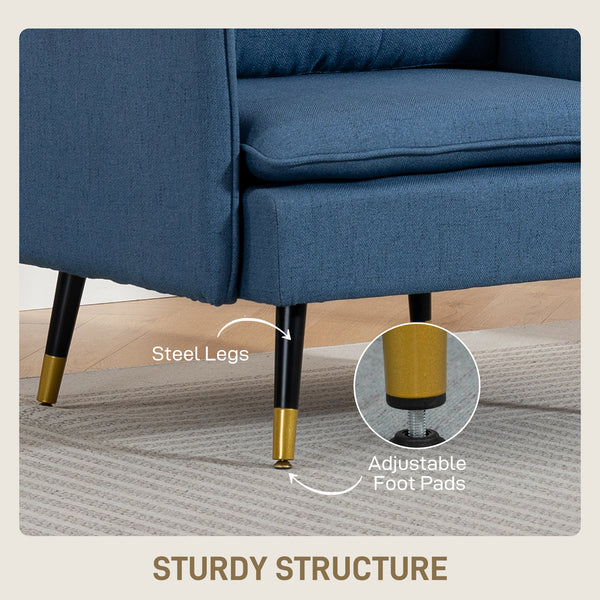 Ensemble de 2 fauteuils d'appoint rembourrés avec dossier capitonné et pieds en acier