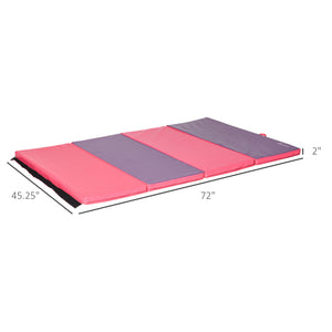 Tapis de gymnastique pliable 4'x6'x2'' avec poignées de transport, rose et violet