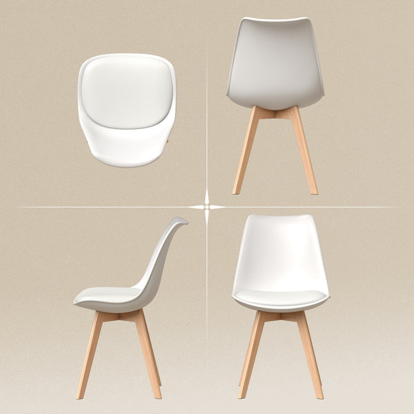 Ensemble de 6 chaises de salle à manger en bois d'hévéa avec coussin en cuir PU pour salon, chambre