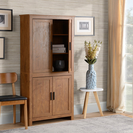 Meuble de rangement avec 4 portes et 3 étagères réglables, chêne