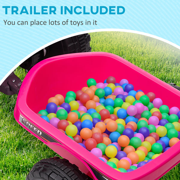 6V ATV with rear trailer, pink