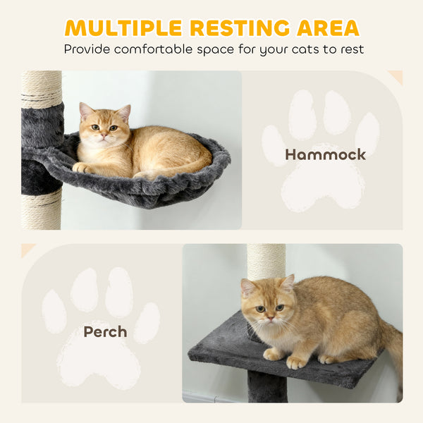 2.6 m (8.5 ft) 5-level cat tree with scratching post, dark grey