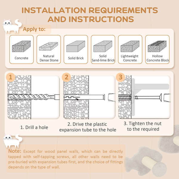 Étagères murales pour chat avec marches, griffoirs, échelle, plateformes et balles