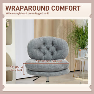 Office chair without armrests with wide padded seat and adjustable height, grey.