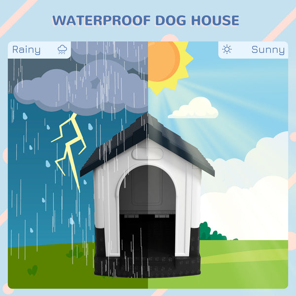 Outdoor kennel with windows and elevated base