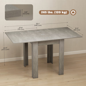 Table de salle à manger extensible 55" pour 4 à 6 personnes, grise