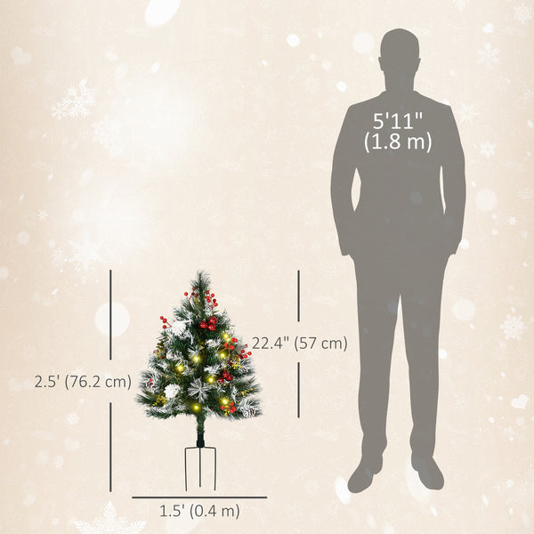 Lot de 2 sapins de Noël artificiel pré-éclairé HOMCOM de 2 pieds avec LED blanc chaud