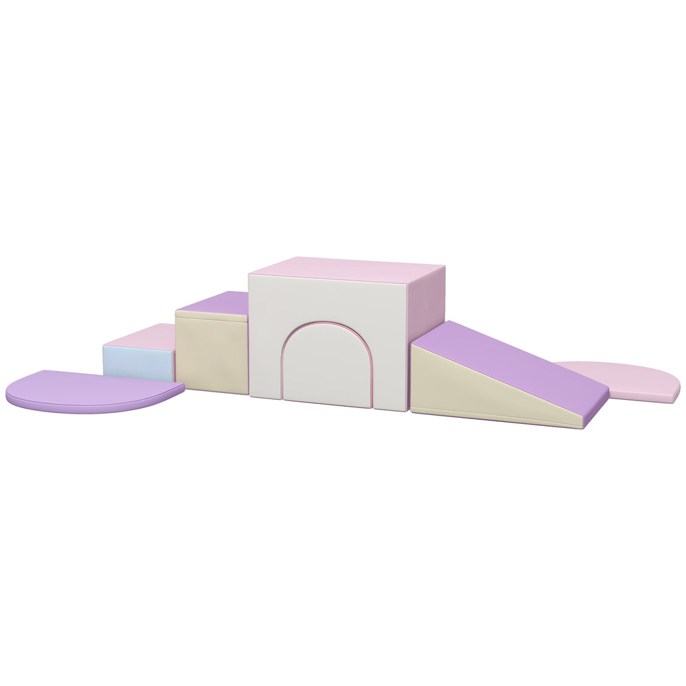 Aire de jeux intérieure 7 pièces pour tout-petits, grimpez et rampez - Rose/Violet