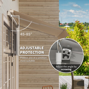 10' x 8' Manual Retractable Awning, Sun Shade Shelter Canopy, with Aluminum Frame and UV Protection for Patio Deck Yard Window Door, Beige