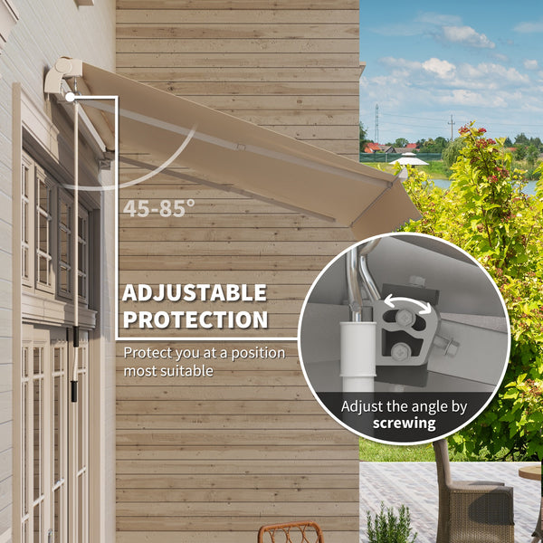 10' x 8' Manual Retractable Awning, Sun Shade Shelter Canopy, with Aluminum Frame and UV Protection for Patio Deck Yard Window Door, Beige