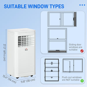 Climatiseur portatif 8 000 BTU avec refroidissement, déshumidificateur, télécommande, couleur crème