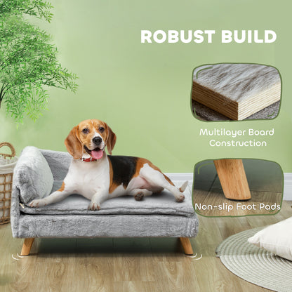 Canapé-lit pour chiens de taille moyenne avec coussin, oreiller, housse amovible et lavable, gris clair