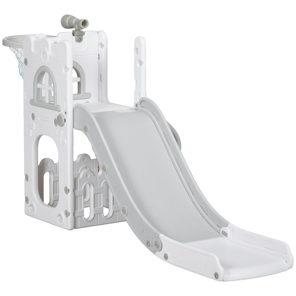 Toboggan 4 en 1 pour tout-petits avec panier de basket, gris