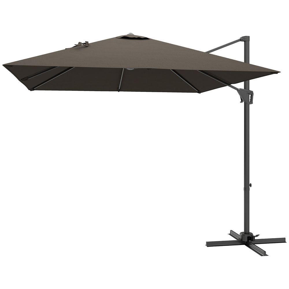 Parasol déporté carré de 8 pieds avec base en croix, marron