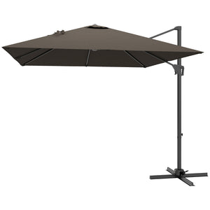 Parasol déporté carré de 8 pieds avec base en croix, marron