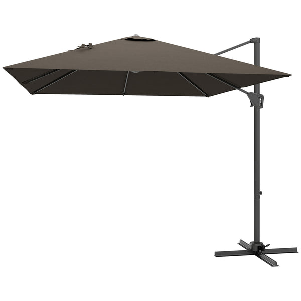 Parasol déporté carré de 8 pieds avec base en croix, marron