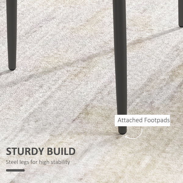 Set of 4 modern chairs with faux leather upholstery and metal legs, grey