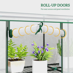 Lean-to greenhouse with 3 shelves, white