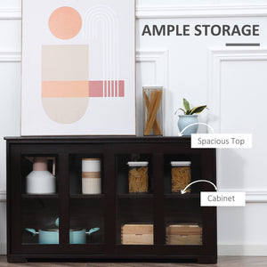 Buffet de cuisine moderne avec rangement empilable, porte coulissante en verre, café
