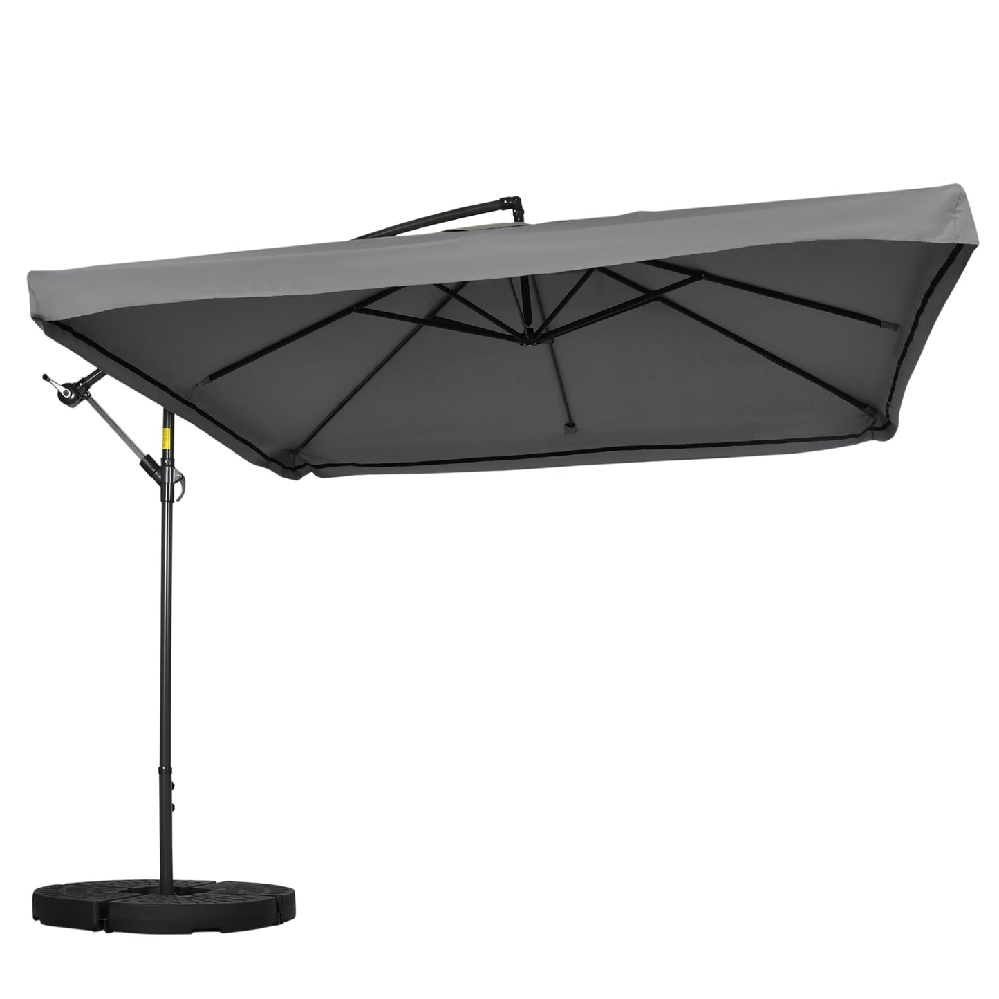 Outsunny Offset Patio Umbrella with Net and Umbrella Base, Adjustable Cantilever Canopy with Cross Base, Weight Plates &amp; 8 Ribs |