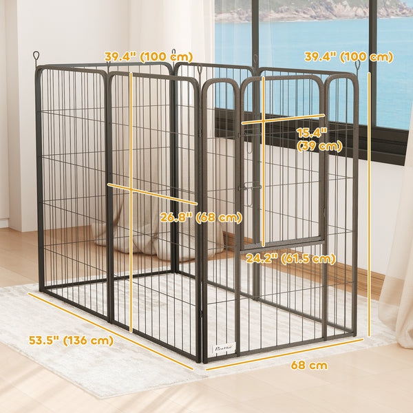 Heavy-Duty 6-Panel Dog Playpen with Door and Strap