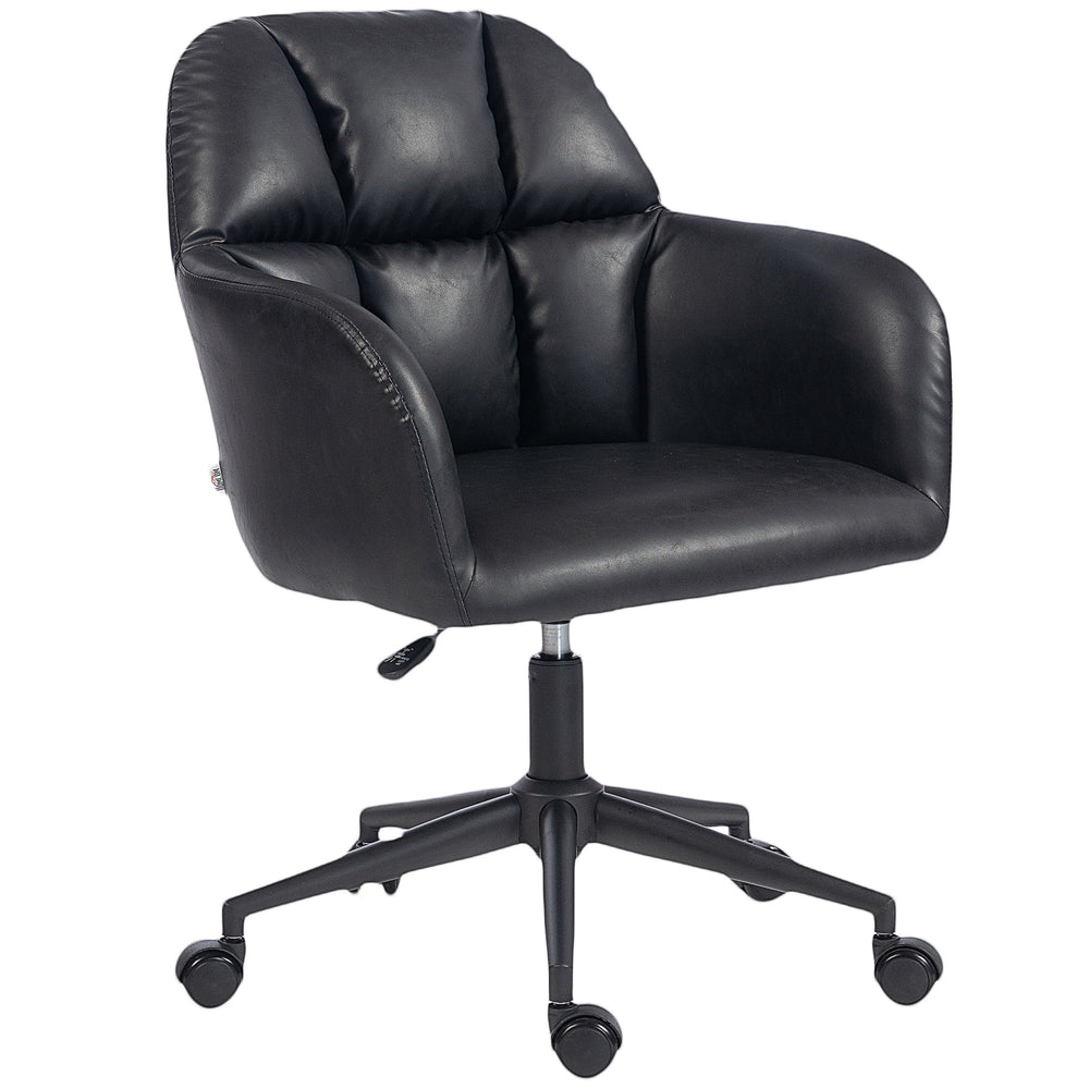Fauteuil de bureau pivotant en similicuir à hauteur réglable, noir