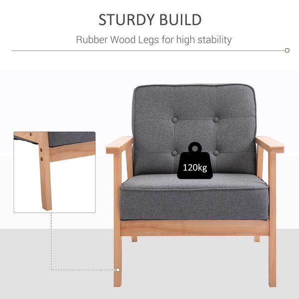 Fauteuil d'appoint avec dossier capitonné en tissu moderne, Gris