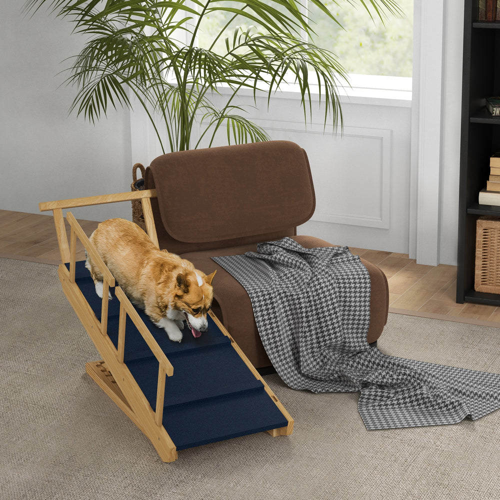 Adjustable and foldable stairs with anti-slip mat