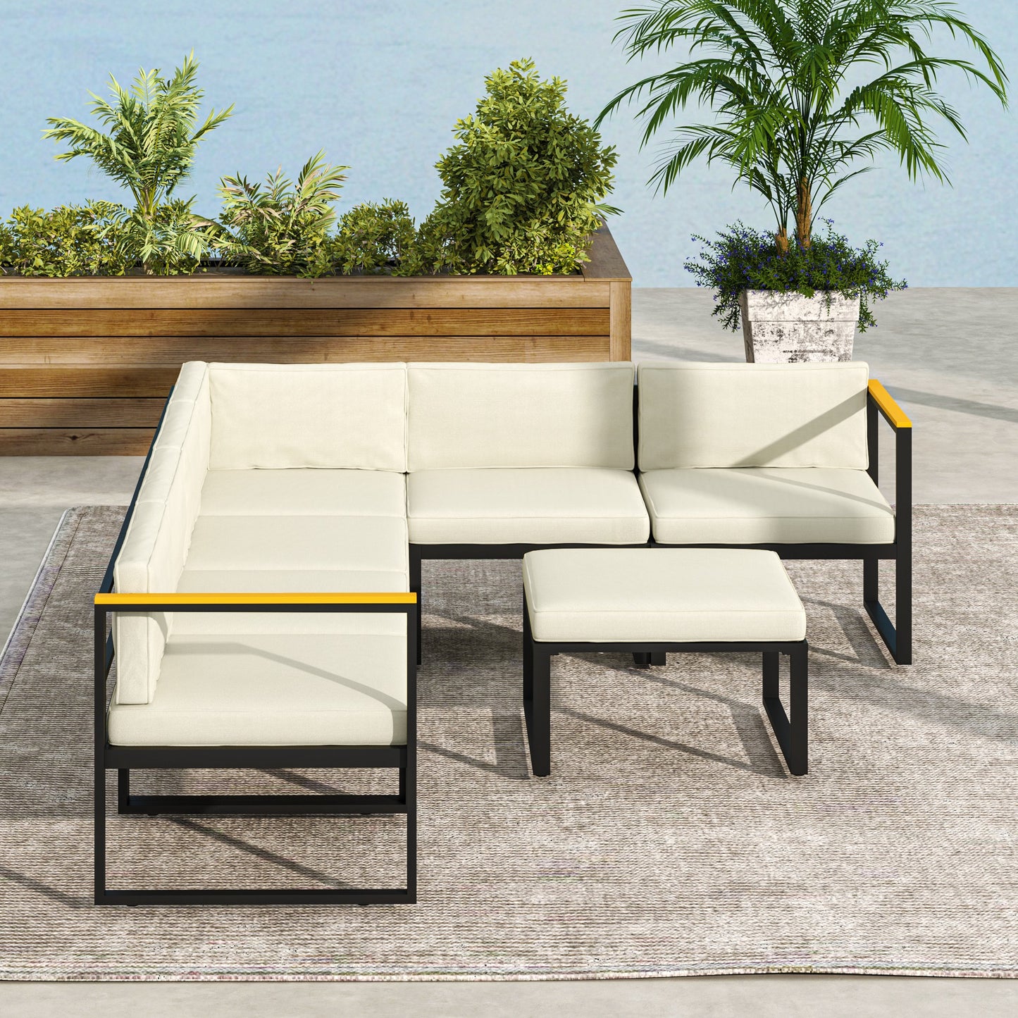 Coussins de remplacement pour meubles en rotin, 14 pièces, 7 places et 7 dossiers, couleur crème