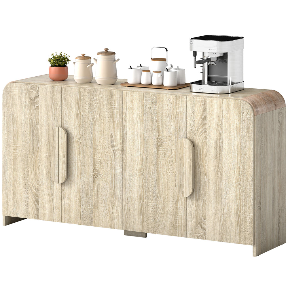 Buffet de rangement moderneavec portes à fermeture douce et étagères réglables, en bois naturel