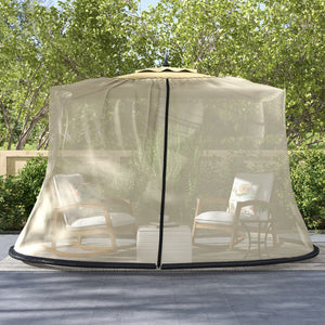 Moustiquaire de protection pour parasol de 7.5 pieds avec porte zippée, beige
