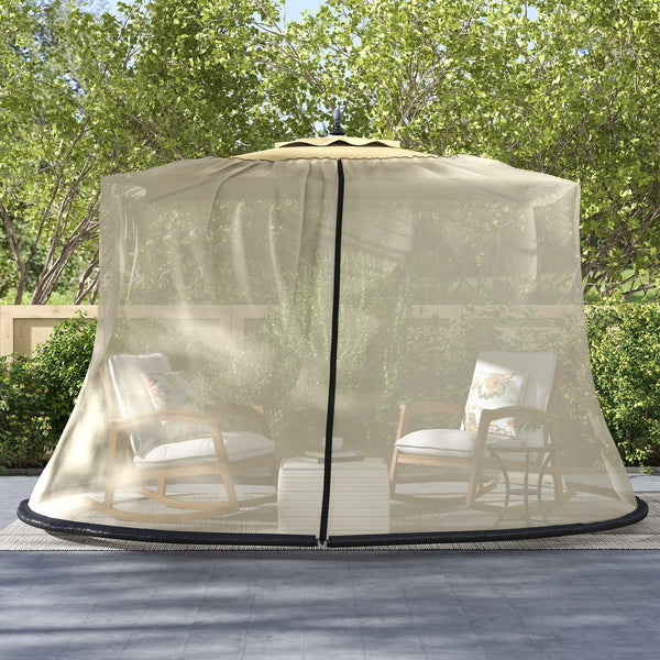 Moustiquaire de protection pour parasol de 7.5 pieds avec porte zippée, beige