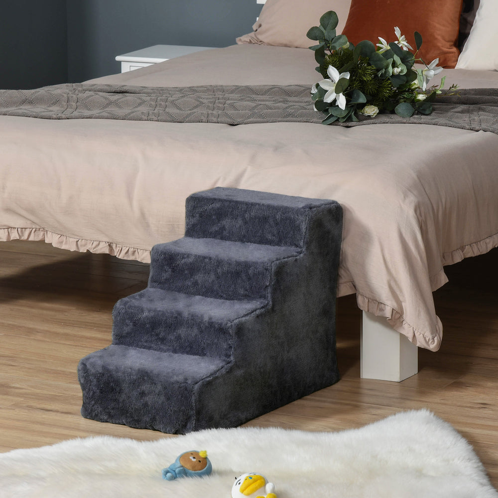 4-step dog ramp with removable cover, dark grey