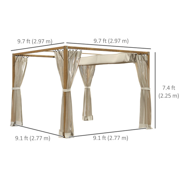 Pergola rétractable 10 x 10 avec moustiquaires