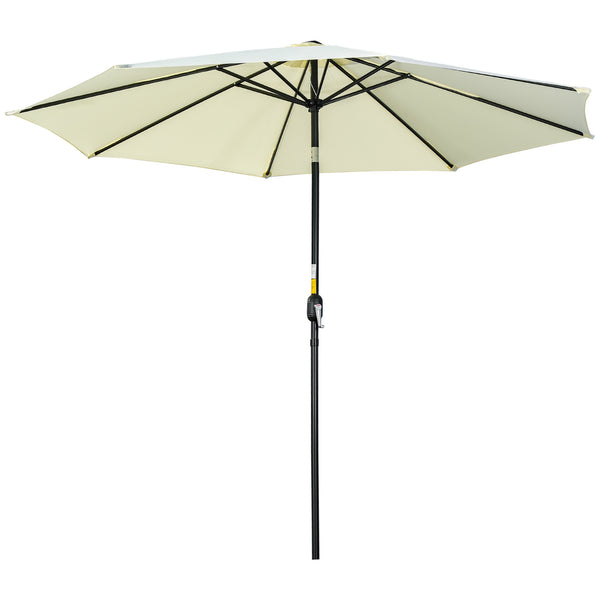 Parasol rond de 10 pieds avec manivelle, inclinable, beige