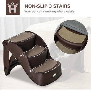 Escalier pliable portable pour petits chiens et chats, marron