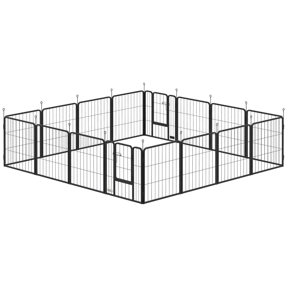 Parc pour chien, 16 panneaux avec sangles, portable et à monter soi-même, pour petits chiens, pour cour, camping-car, jardin, hauteur 61 cm